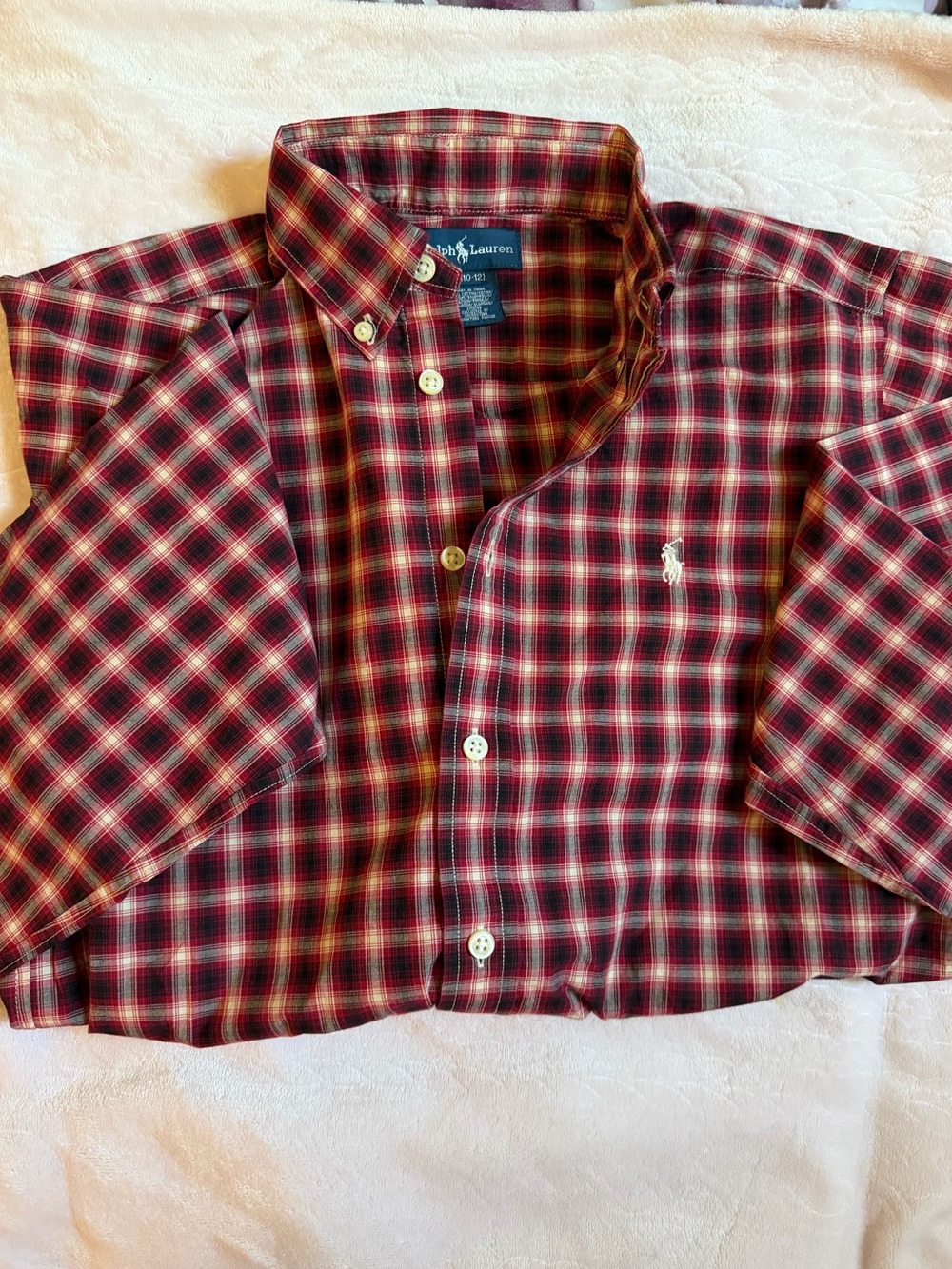 Ralph Lauren Red and Black Plaid Button-Down Shirt
